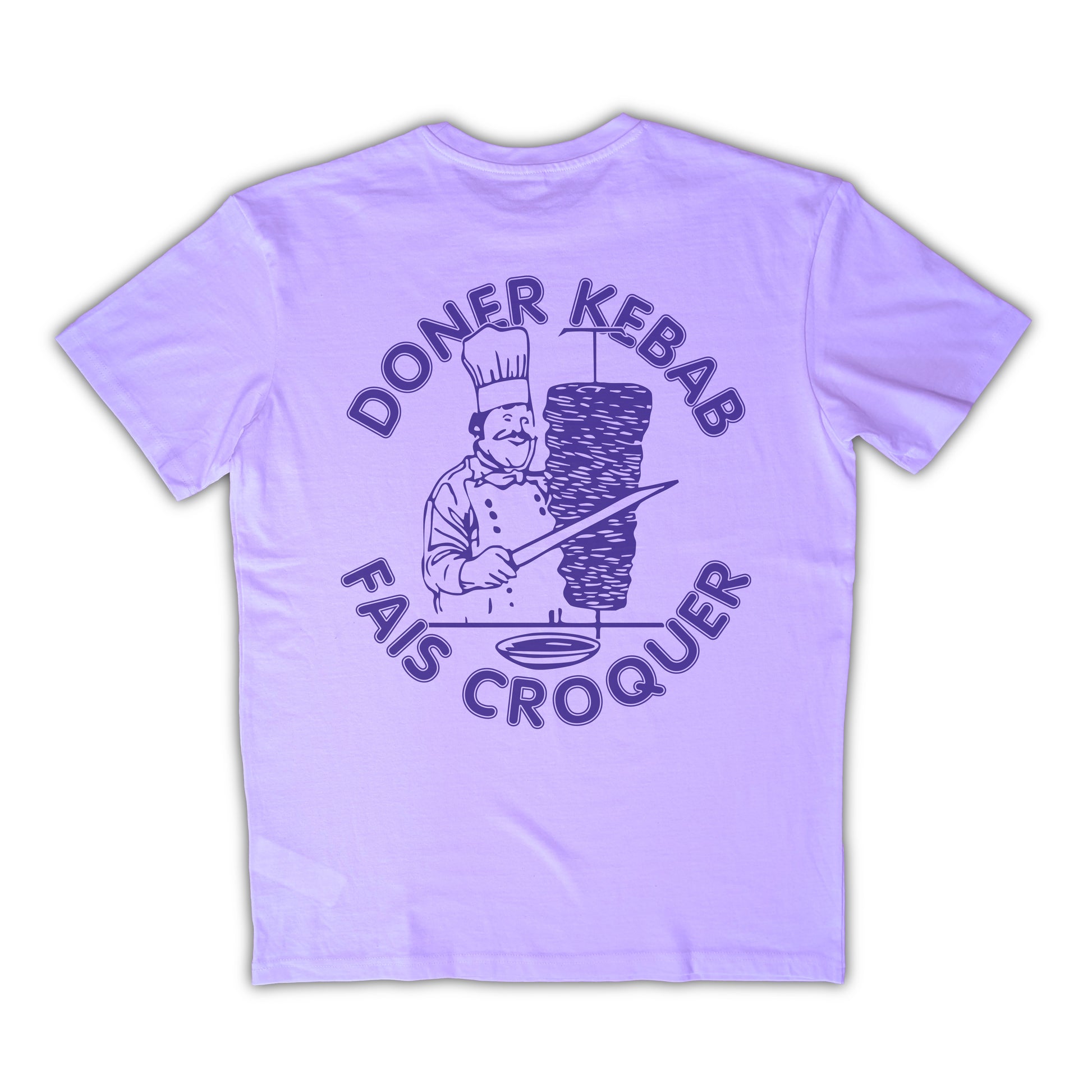 Dos du tee-shirt Doner Kebab violet – flocage fait main – édition limitée